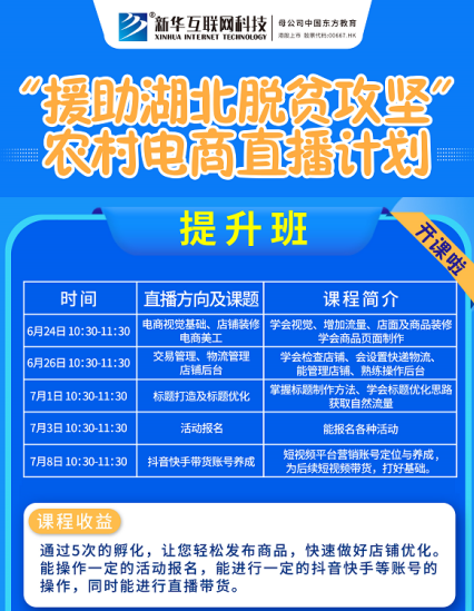 新華云課堂助力湖北脫貧攻堅開展農(nóng)村電商免費直播課